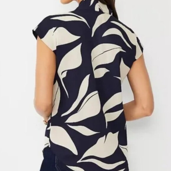 Philosophy Leaf Print Button-Down Dolman Blouse - Picture 5 of 13